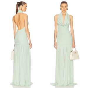 HELSA Gallery Halterneck Cowl Neck Mint Green Maxi Dress Size XXS